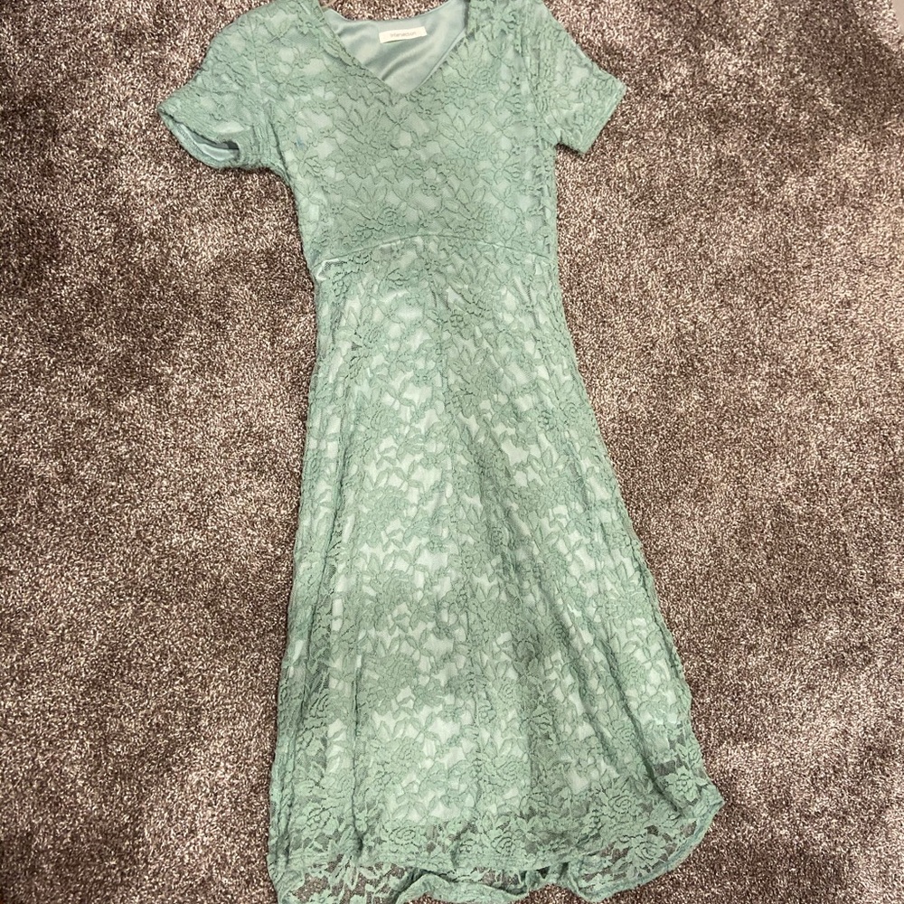 Neesee green lace a line dress